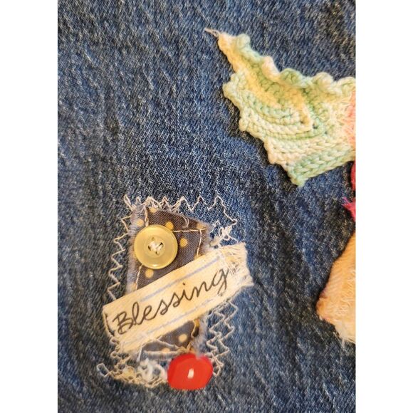 Ooak upcycled patchwork boho Hippie jean skirt size 16 xlg denim - Picture 6 of 12